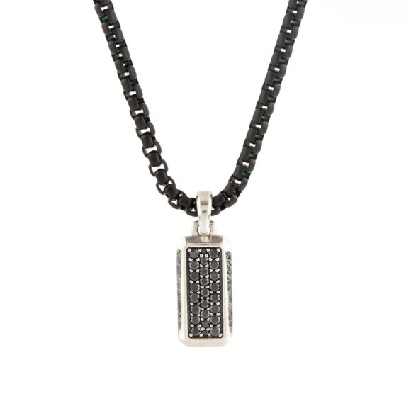 DAVID YURMAN DIAMOND STERLING SILVER 925 STREAMLINE AMULET PENDANT NECKLACE - Picture 2 of 9